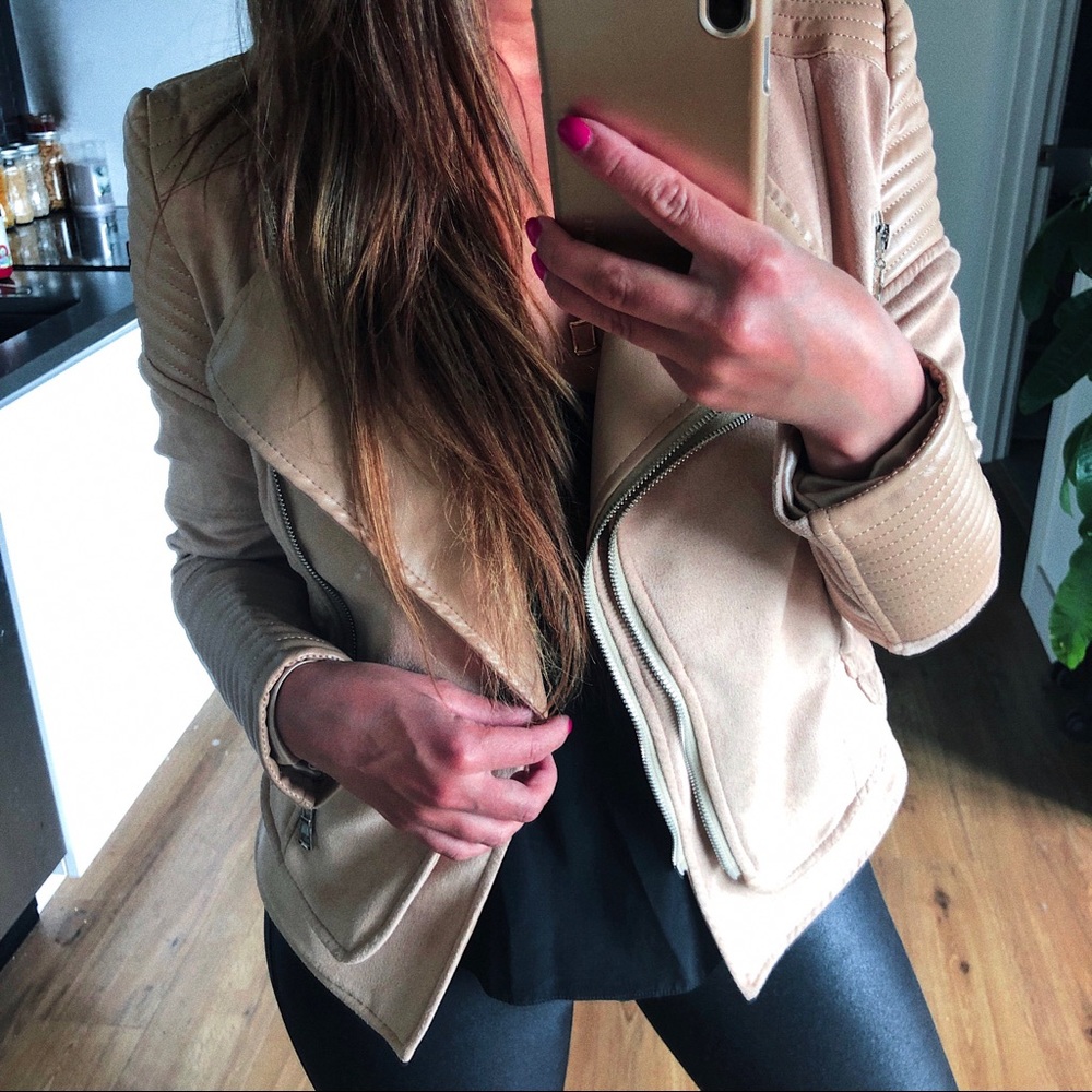 Faux Suede Biker Jacket
